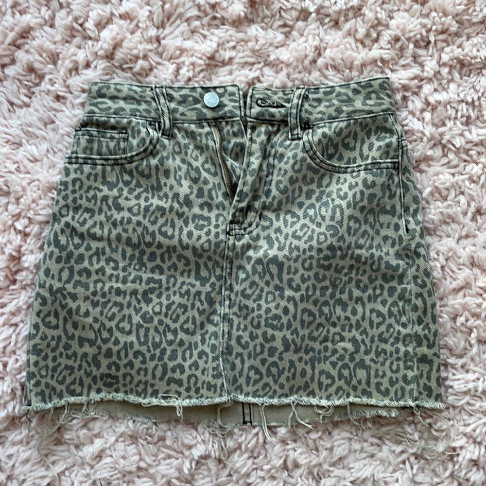 PACSUN leopard print denim skirt
